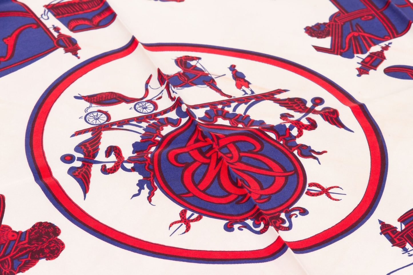 Hermes Vintage Red Carrosse Silk Scarf