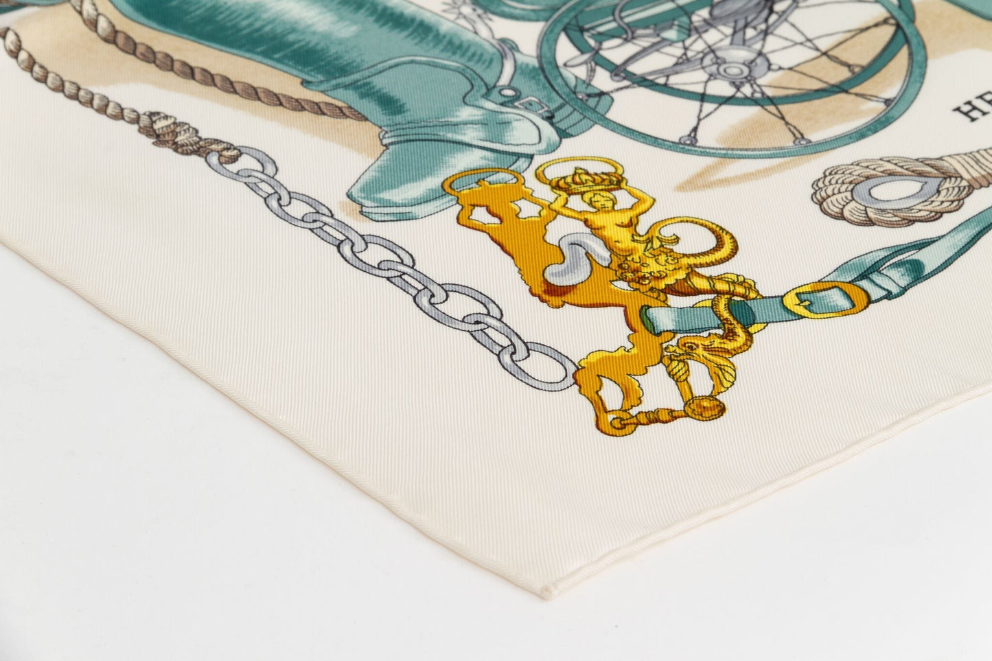 Hermes "M e" White Silk Twill Scarf