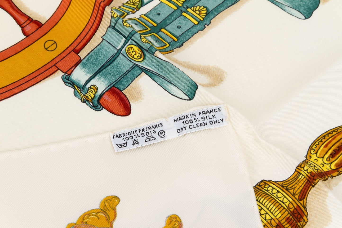 Hermes "M e" White Silk Twill Scarf