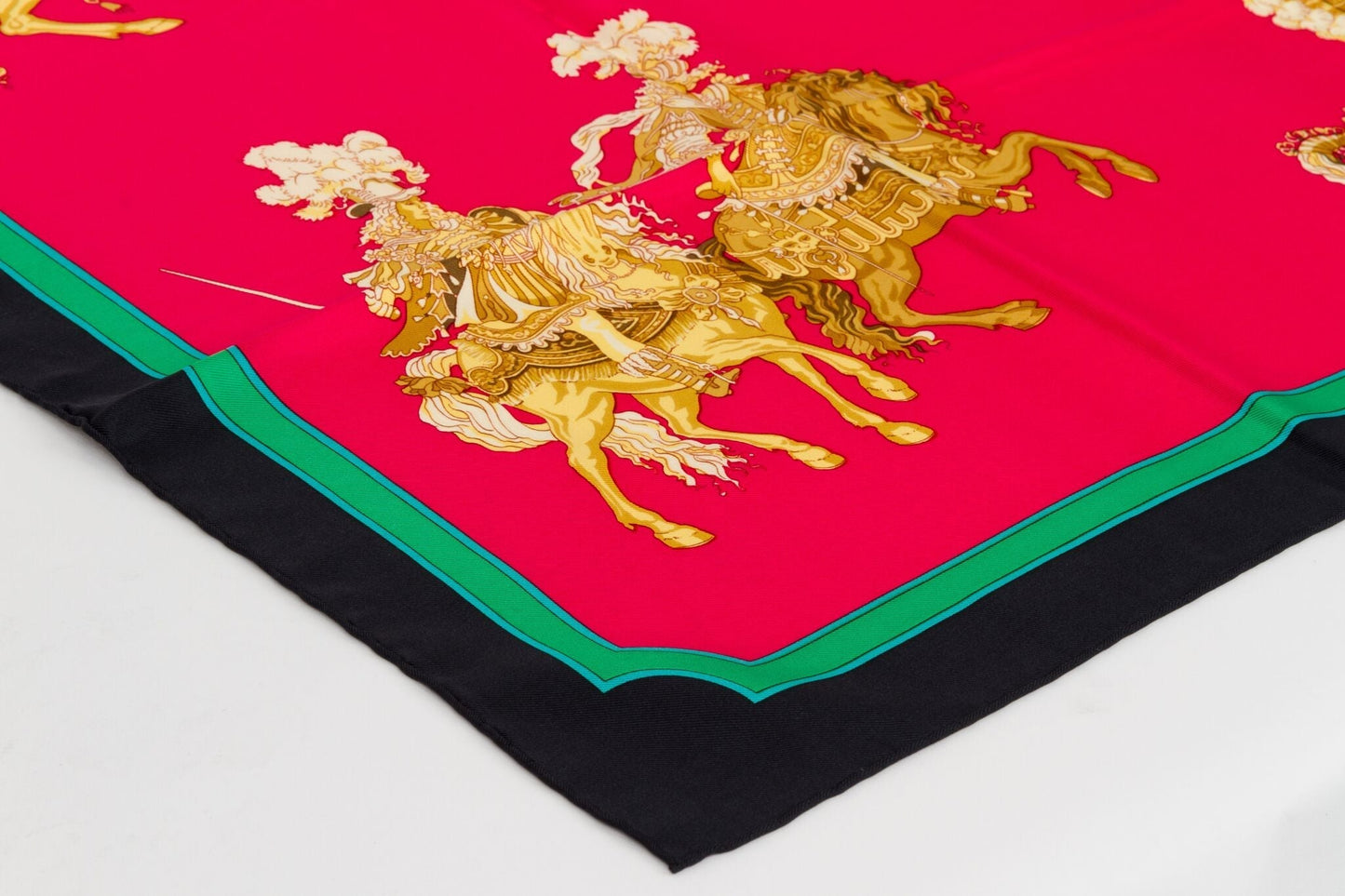 Hermes "Carro l" Red Silk Twill Scarf