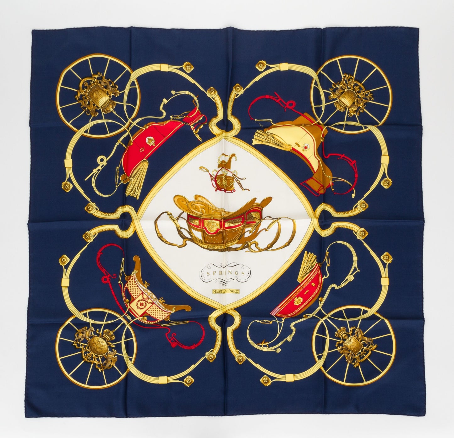 Hermes Blue Silk Springs Scarf by Ledoux