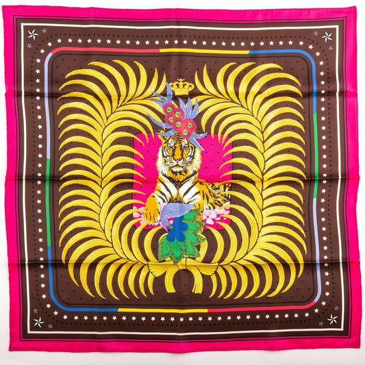 Hermes Imperial Tiger Brown Silk Scarf
