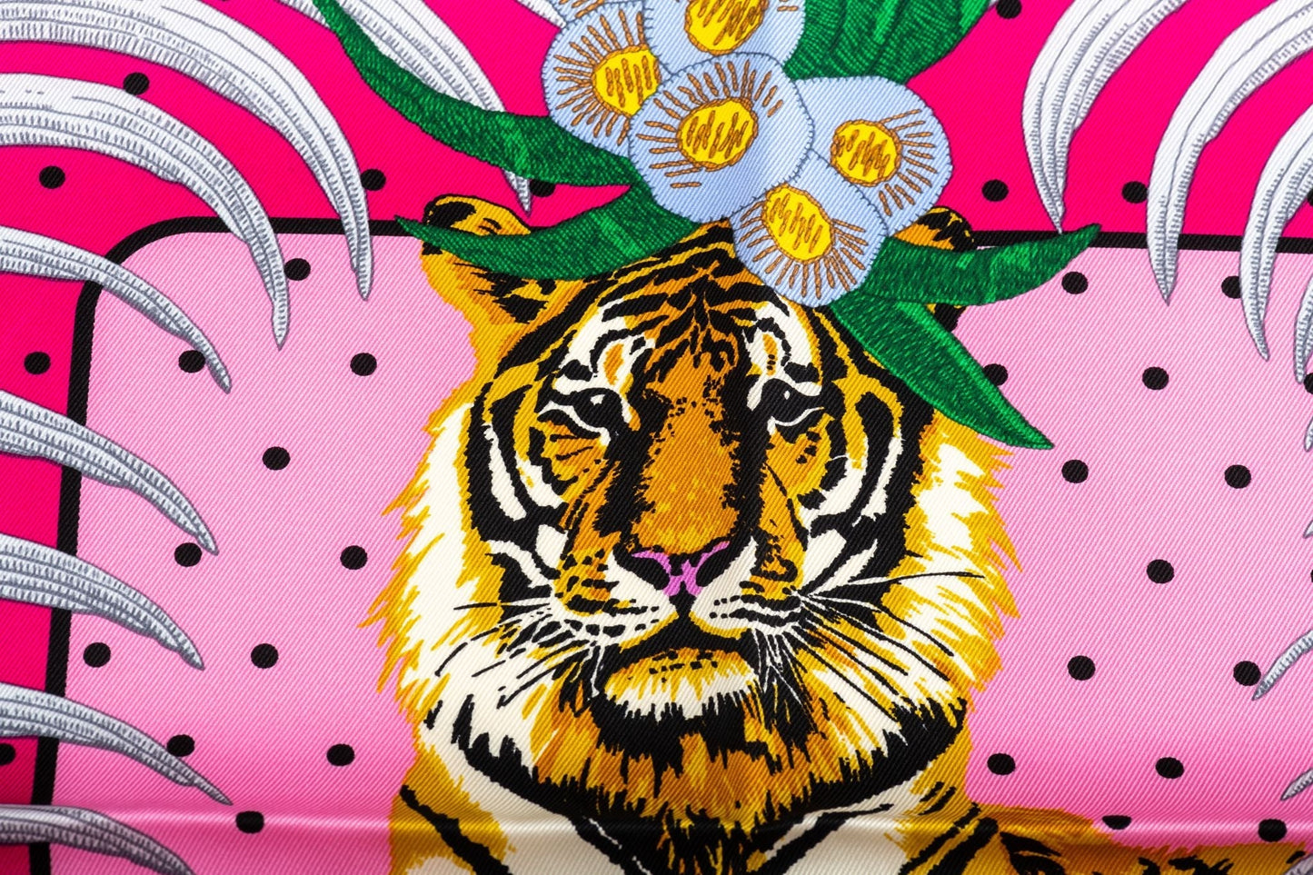 Hermes Imperial Tiger Fuchsia Silk Scarf