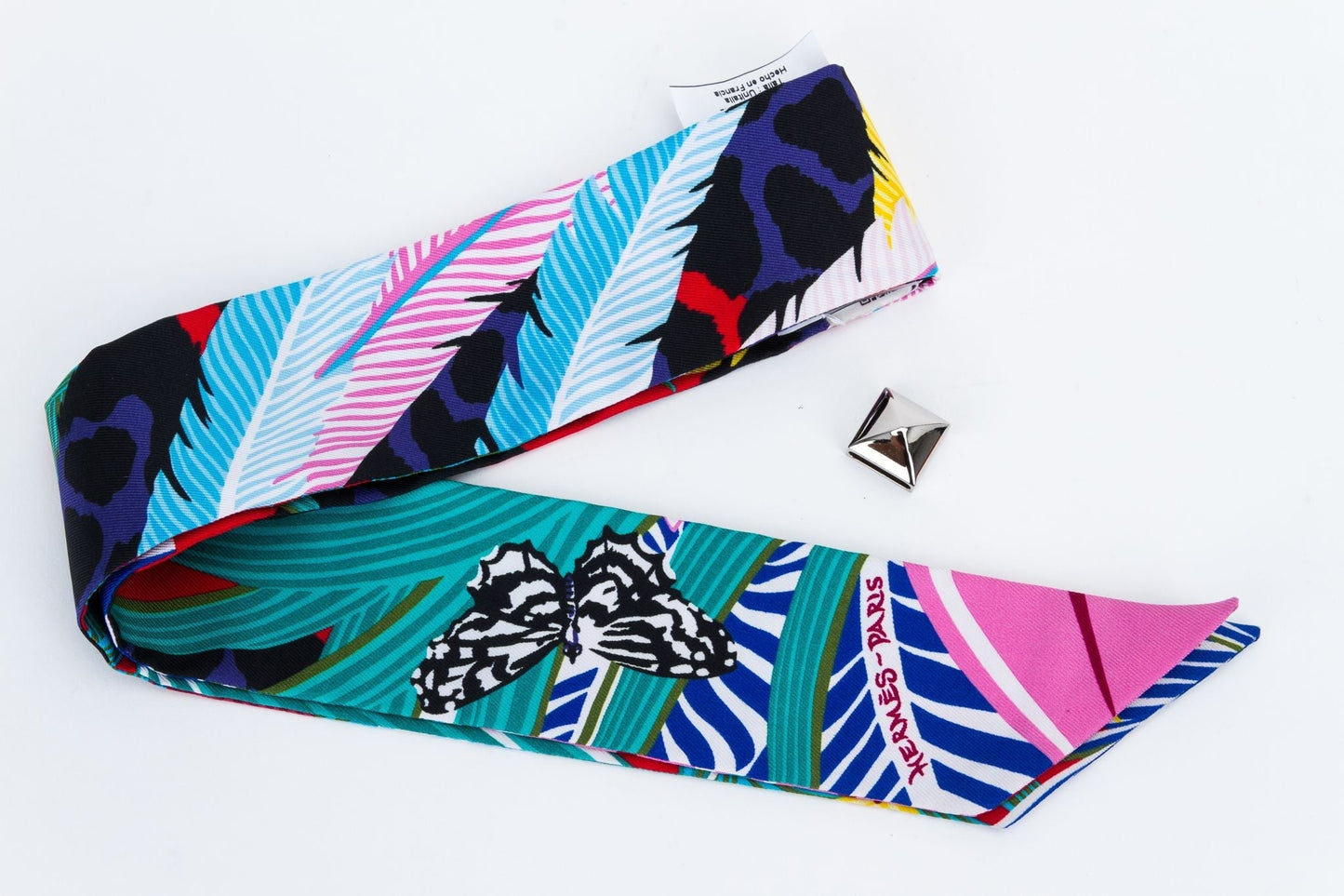Hermes Feathers Silk Twilly Scarf