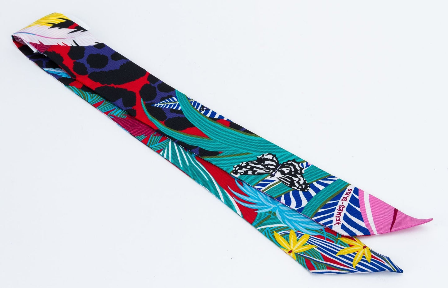 Hermes Feathers Silk Twilly Scarf