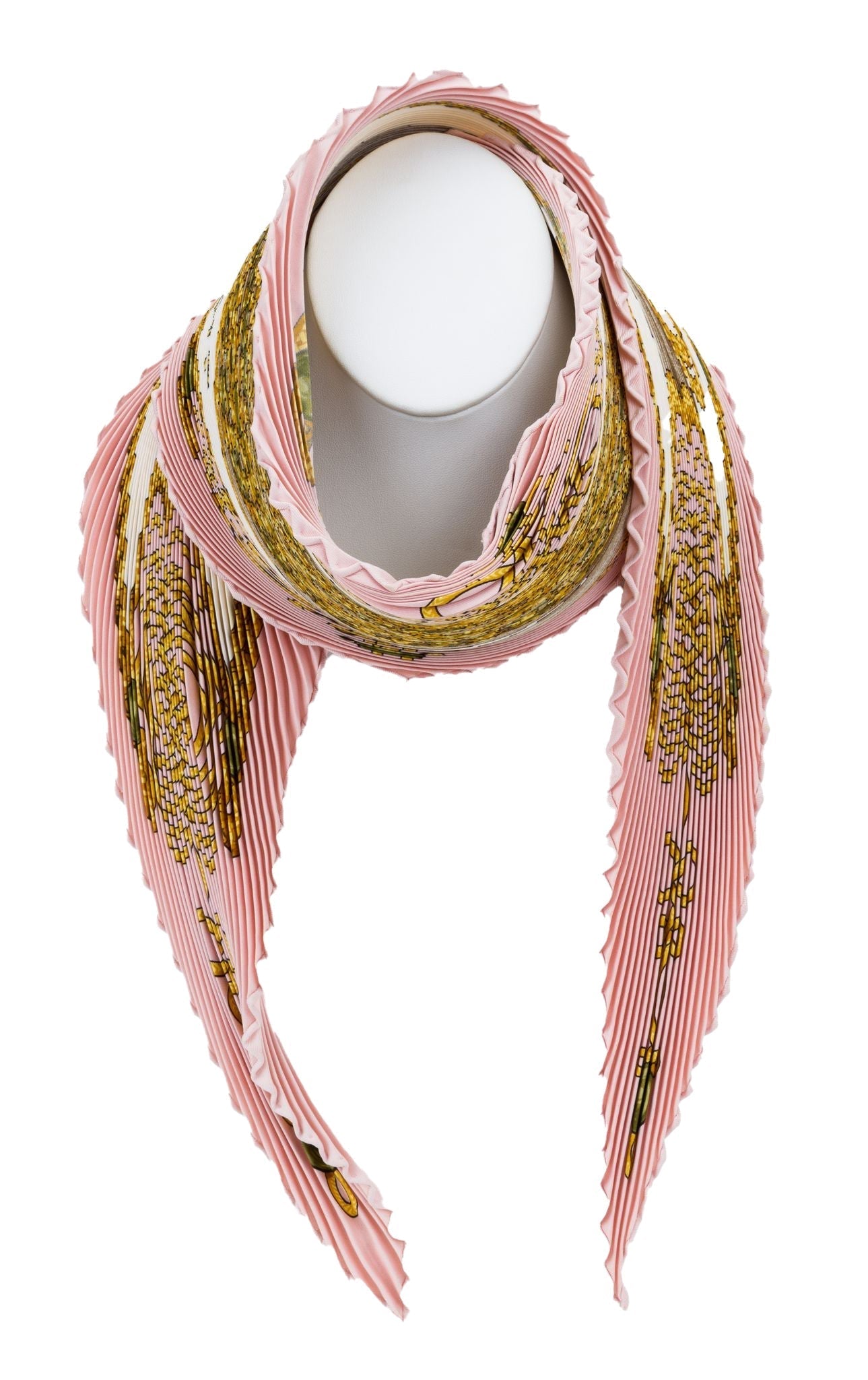 Hermes Pleated Brandeburg Pink Scarf