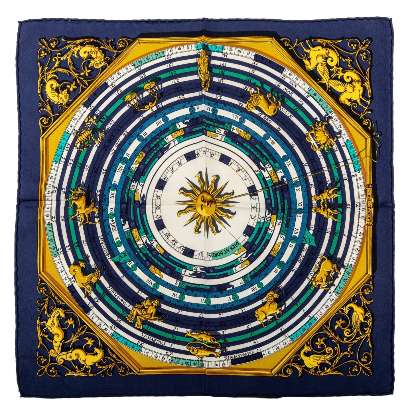 Hermes Navy Astrologie Silk Twill Scarf