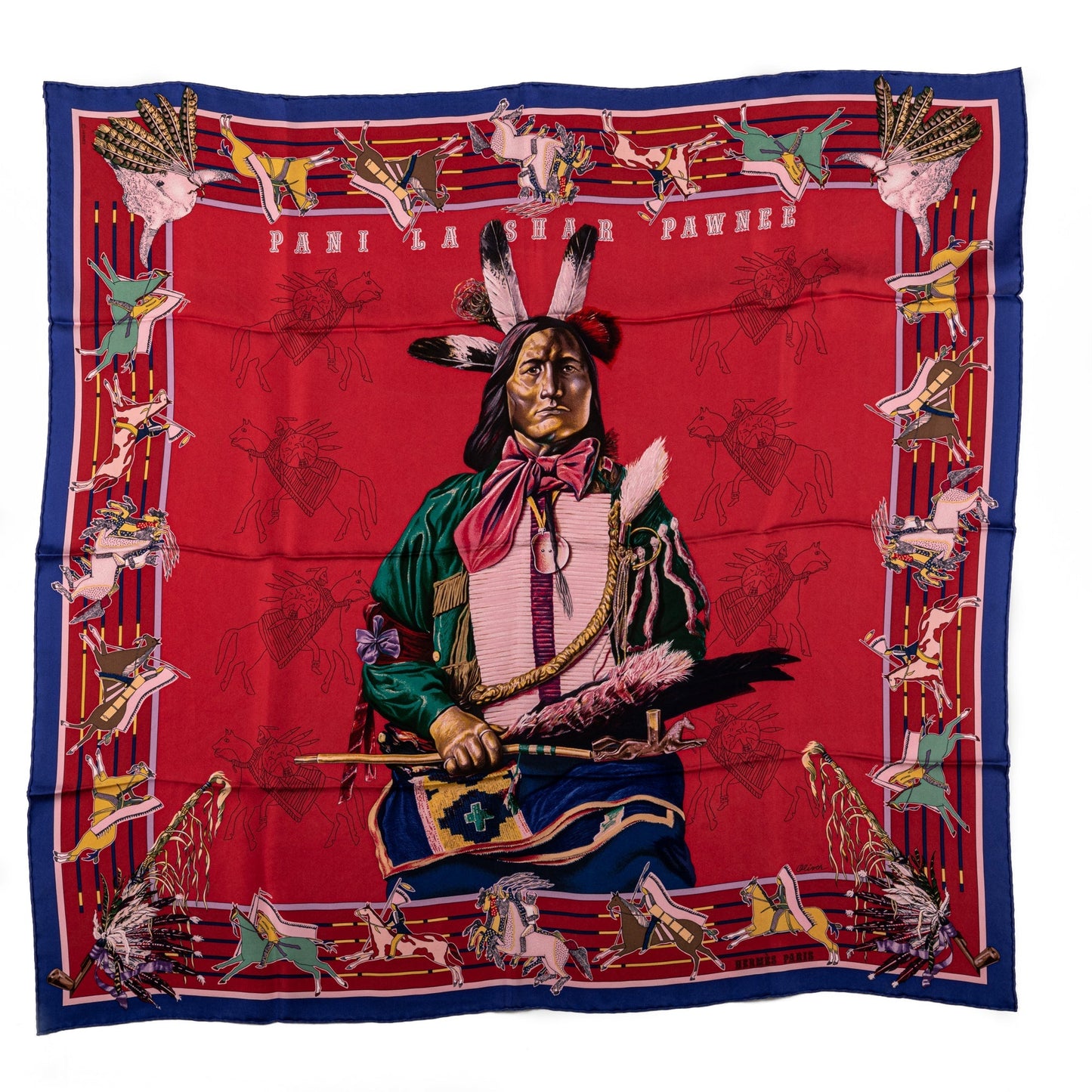 Hermes Pani la Shar Pawnee Scarf Red