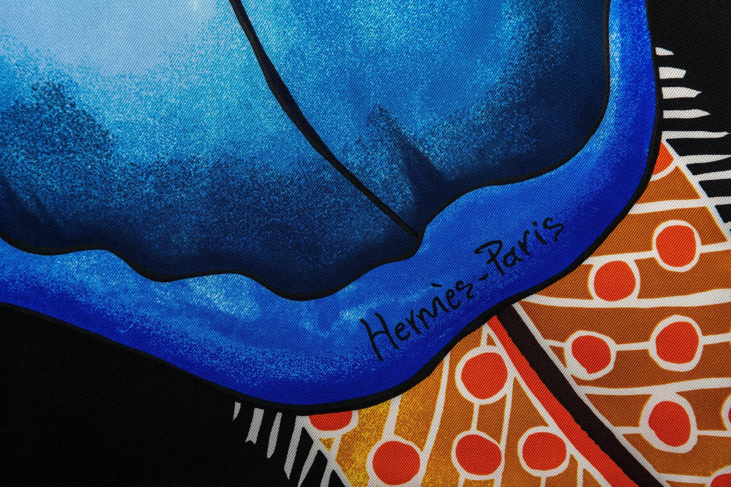 Hermes Black & Blue Jaguar Scarf