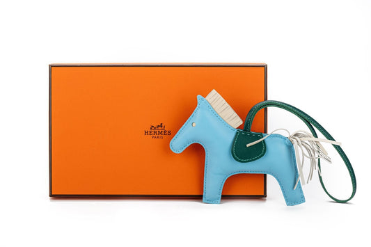 Hermes Grigri MM Rodeo Bag Charm Celeste