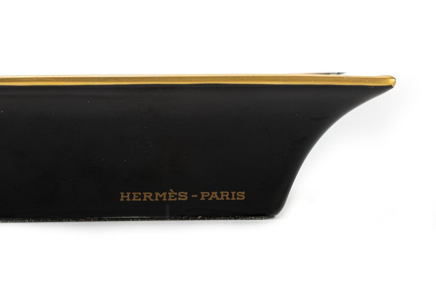 Hermes Black Porcelain Fan Ashtray
