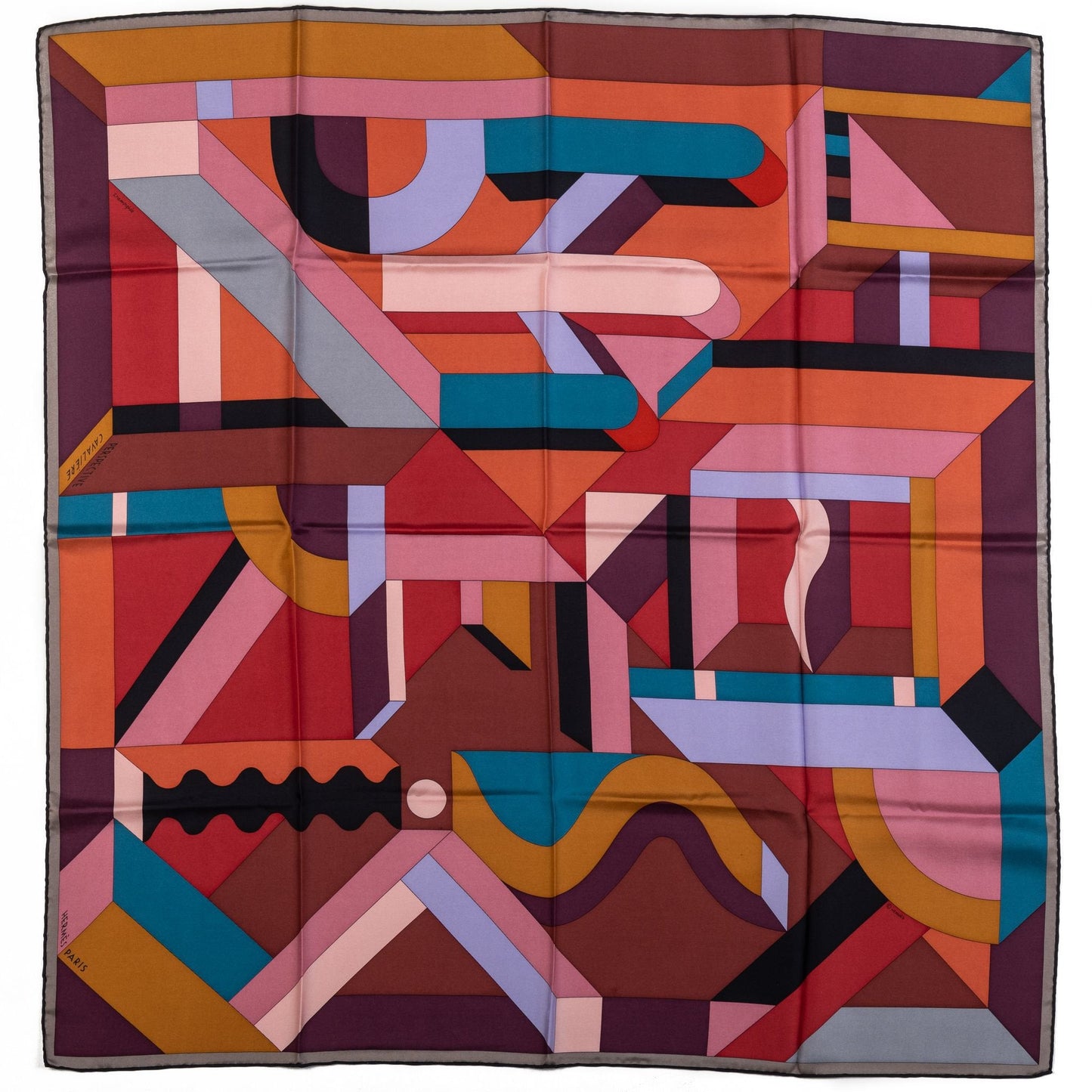 Hermes Geometric Multicolor Silk Scarf