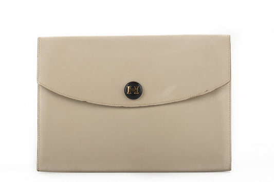 Hermes Off White Vintage Box Calf Clutch