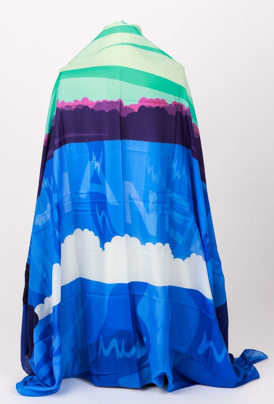 Chanel BN Blue Clouds Sarong With Pouch