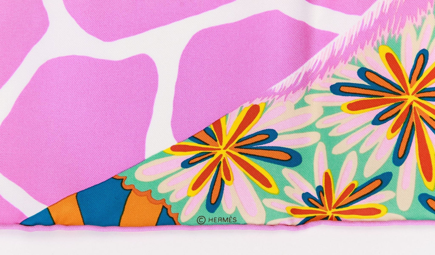 Hermes Pink Silk Giraffe Gavroche Scarf