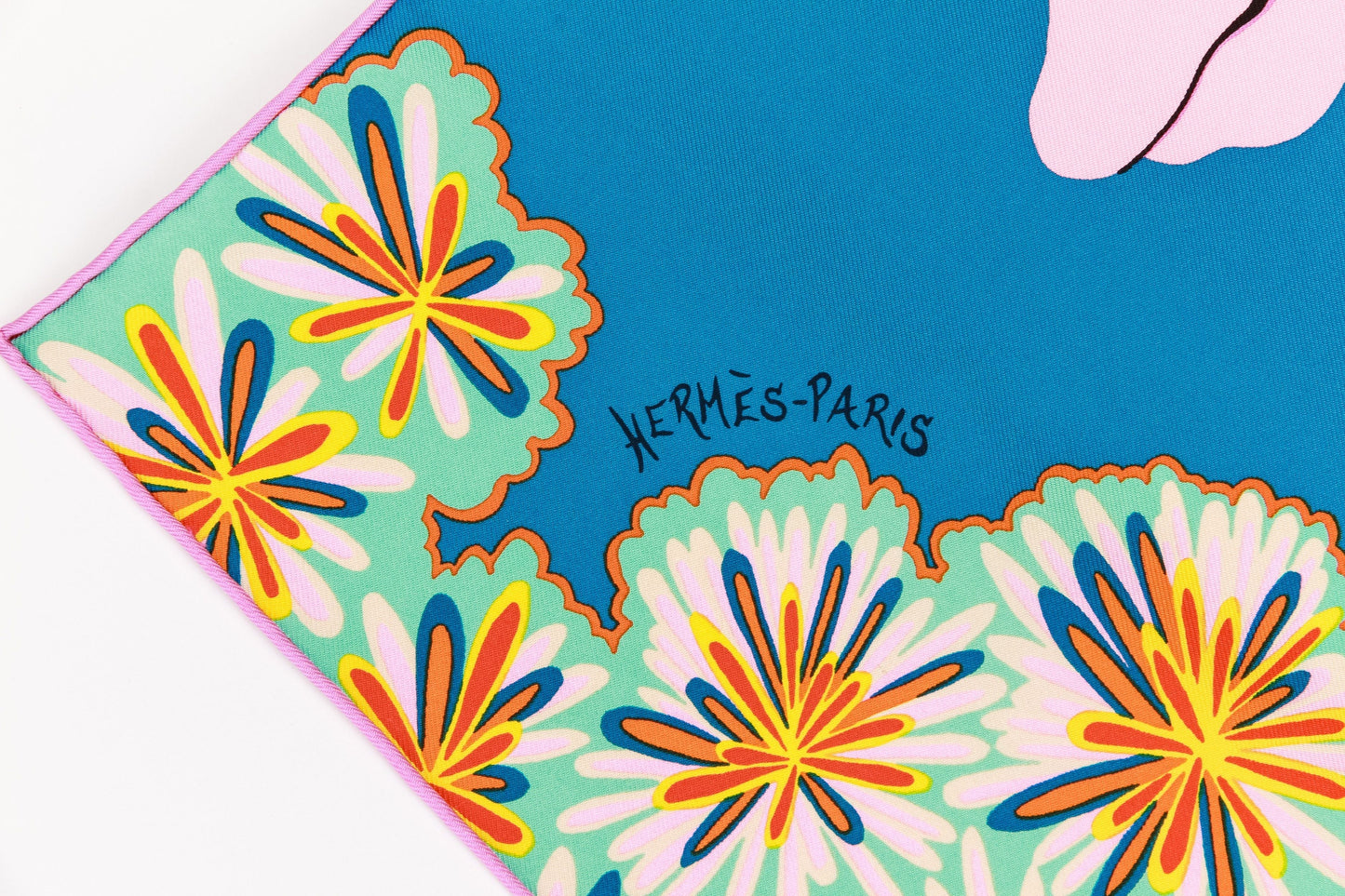 Hermes Pink Silk Giraffe Gavroche Scarf