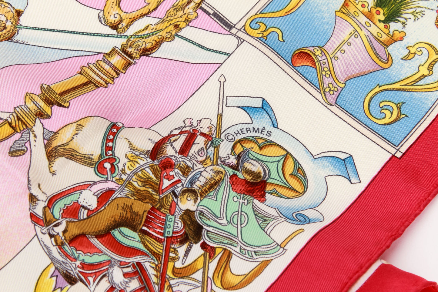 Hermes Silk Rare Colombus Red Scarf