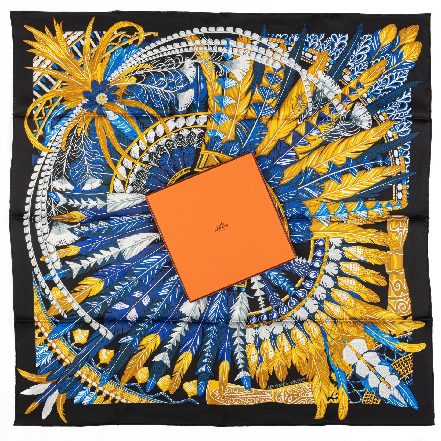 Hermes Black Danse Pacifique Silk Scarf