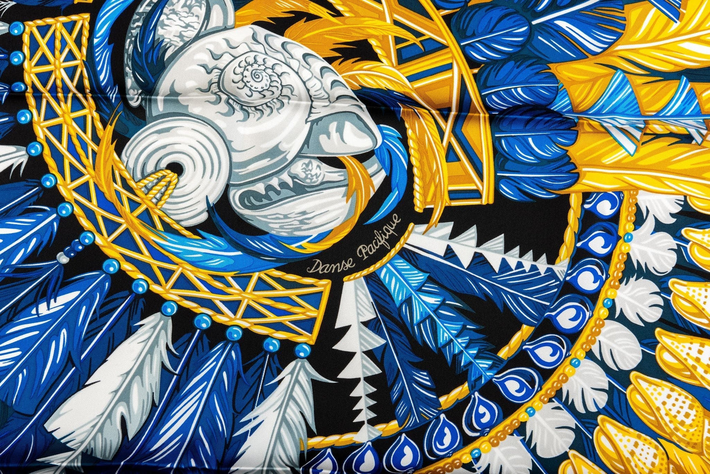 Hermes Black Danse Pacifique Silk Scarf