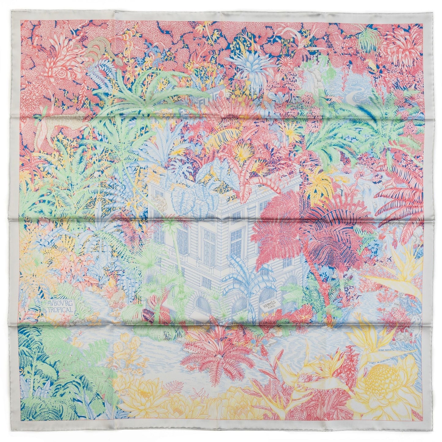 Hermes Tropical Garden Pastel Silk Scarf