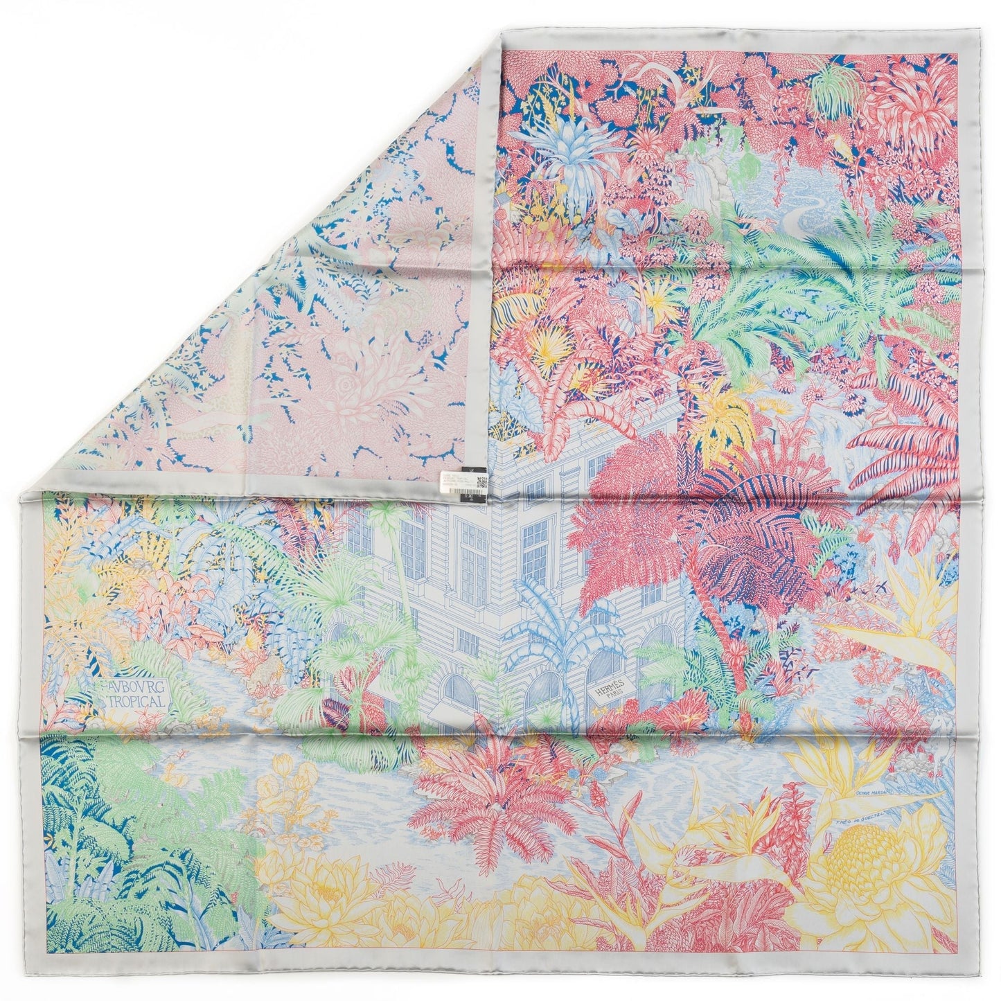 Hermes Tropical Garden Pastel Silk Scarf