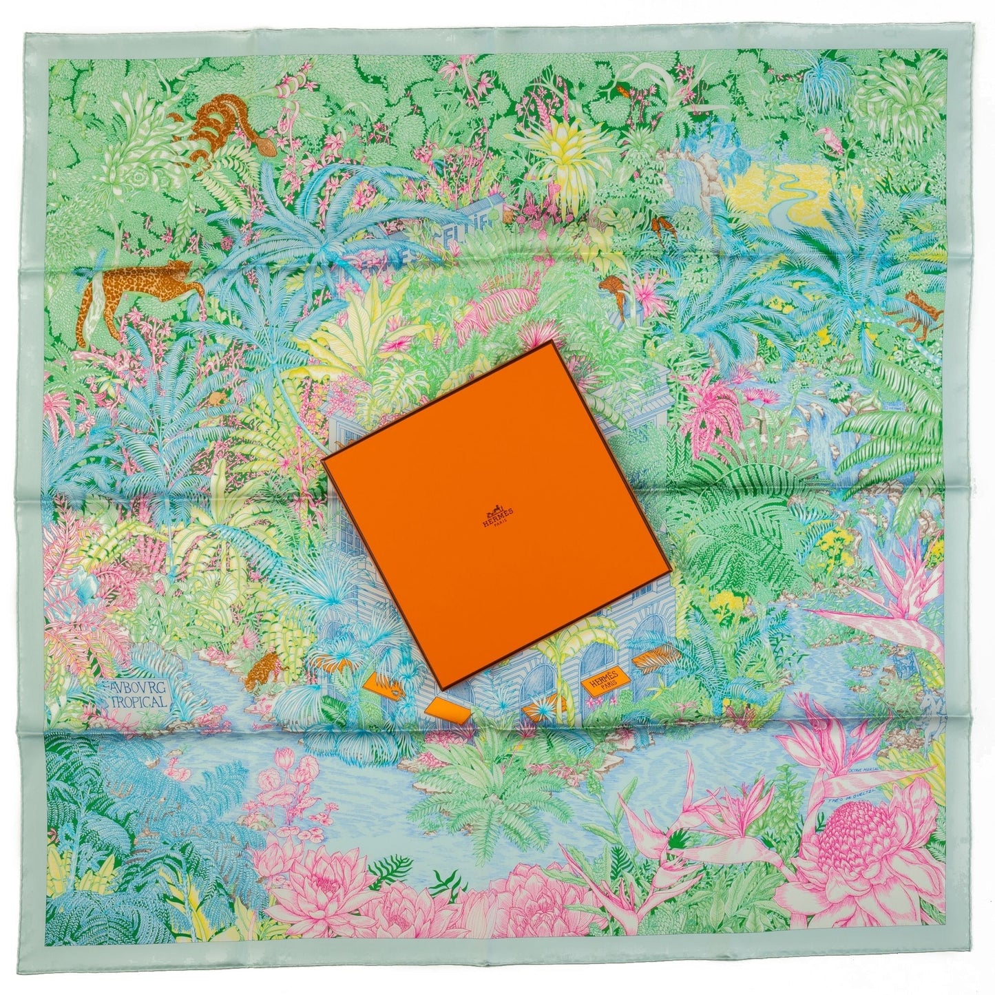 Hermes Tropical Garden Pastel Silk Scarf