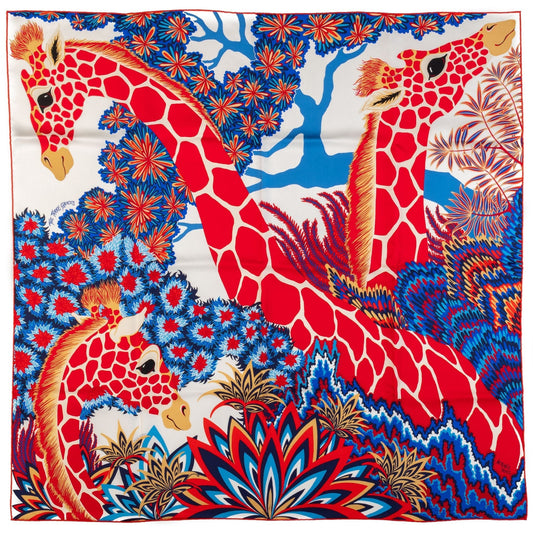 Hermes NIB Three Graces Red Blue Scarf