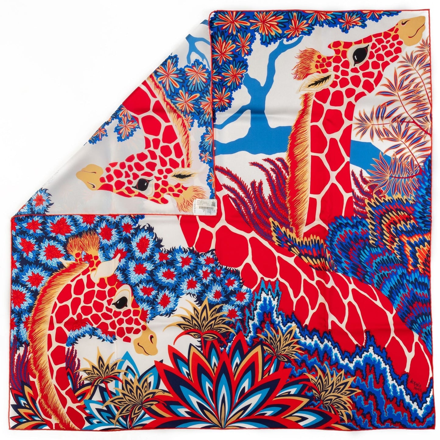 Hermes NIB Three Graces Red Blue Scarf