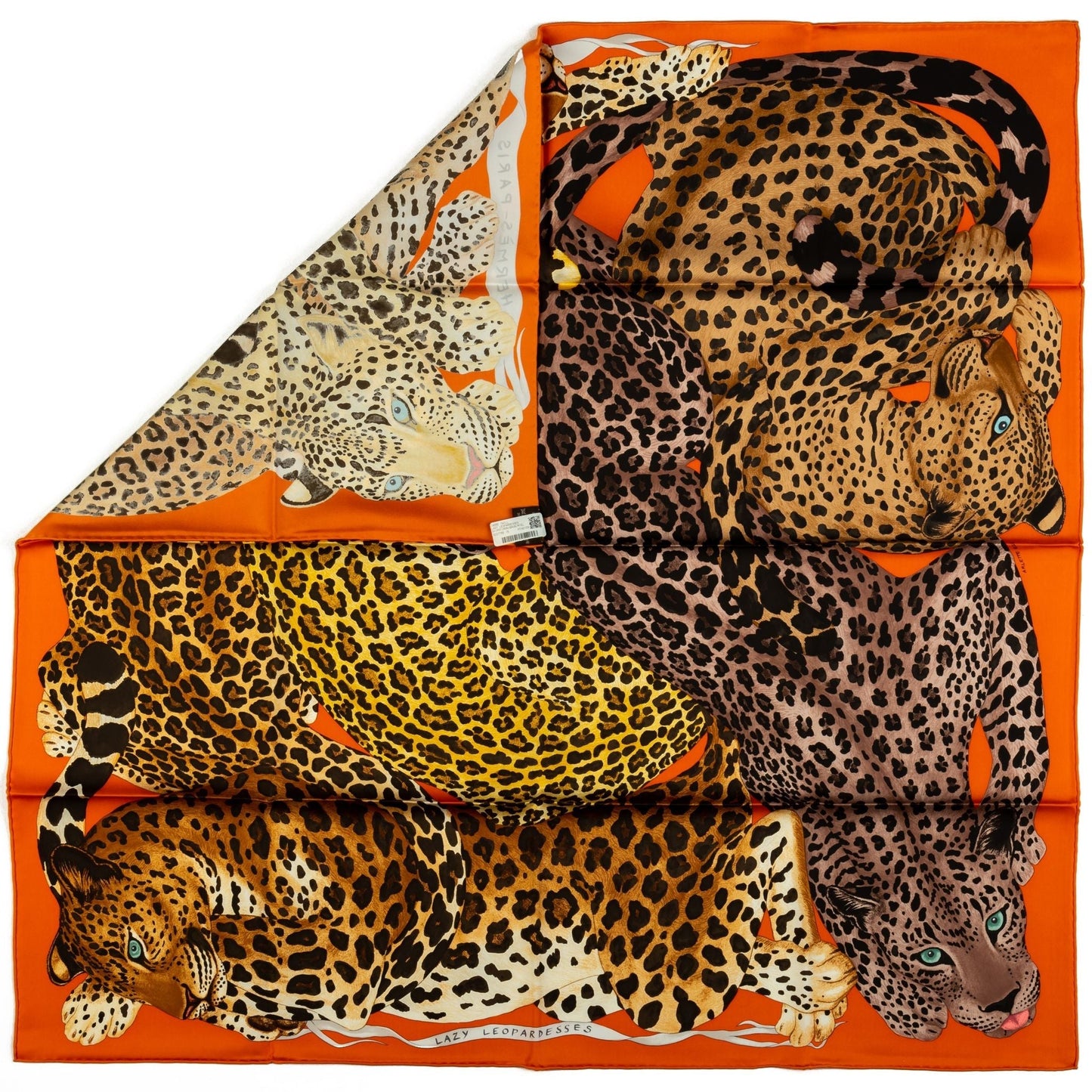 Hermes New Lazy Leopardess Orange Scarf