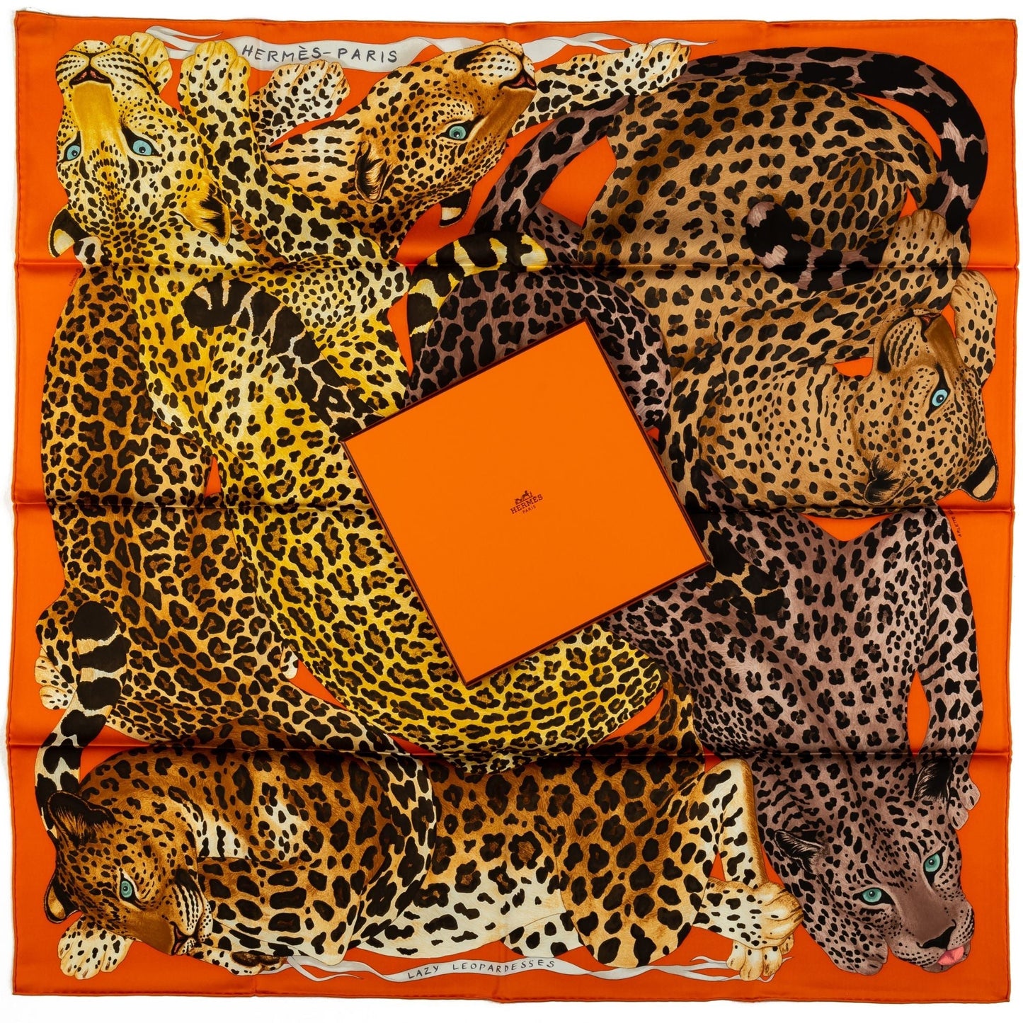 Hermes New Lazy Leopardess Orange Scarf
