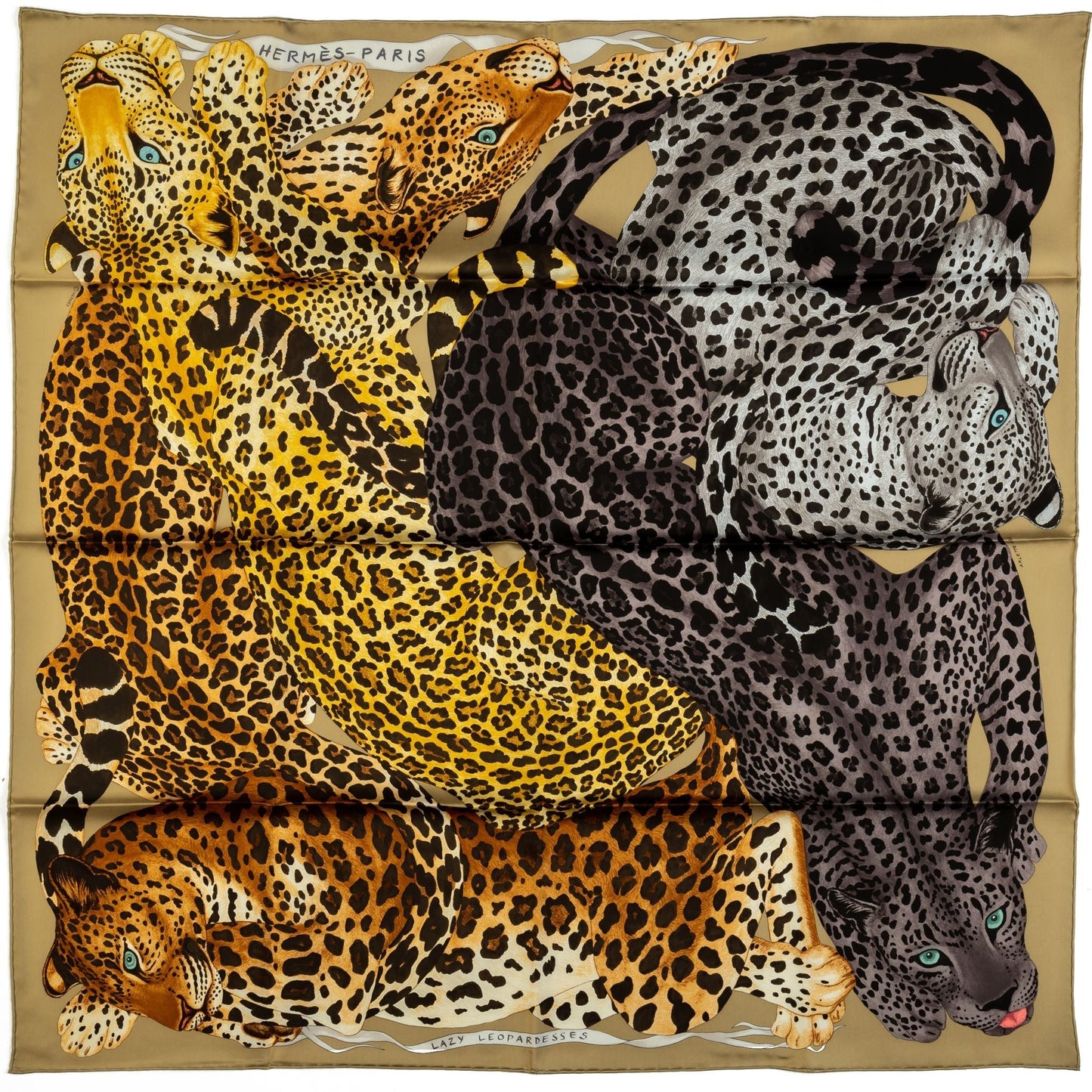 Hermes New Lazy Leopardess Silk Scarf
