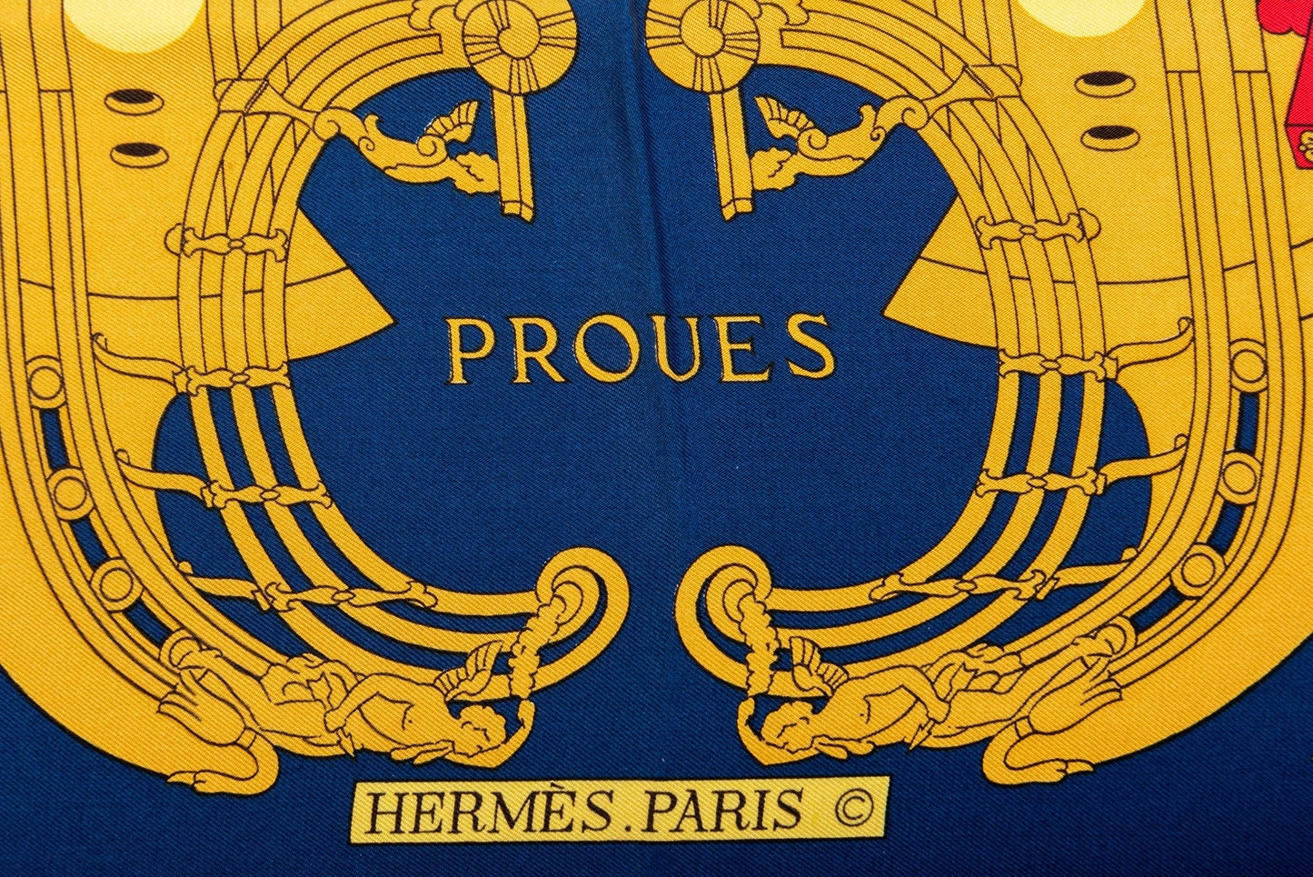 Hermes Blue Proues Silk Scarf