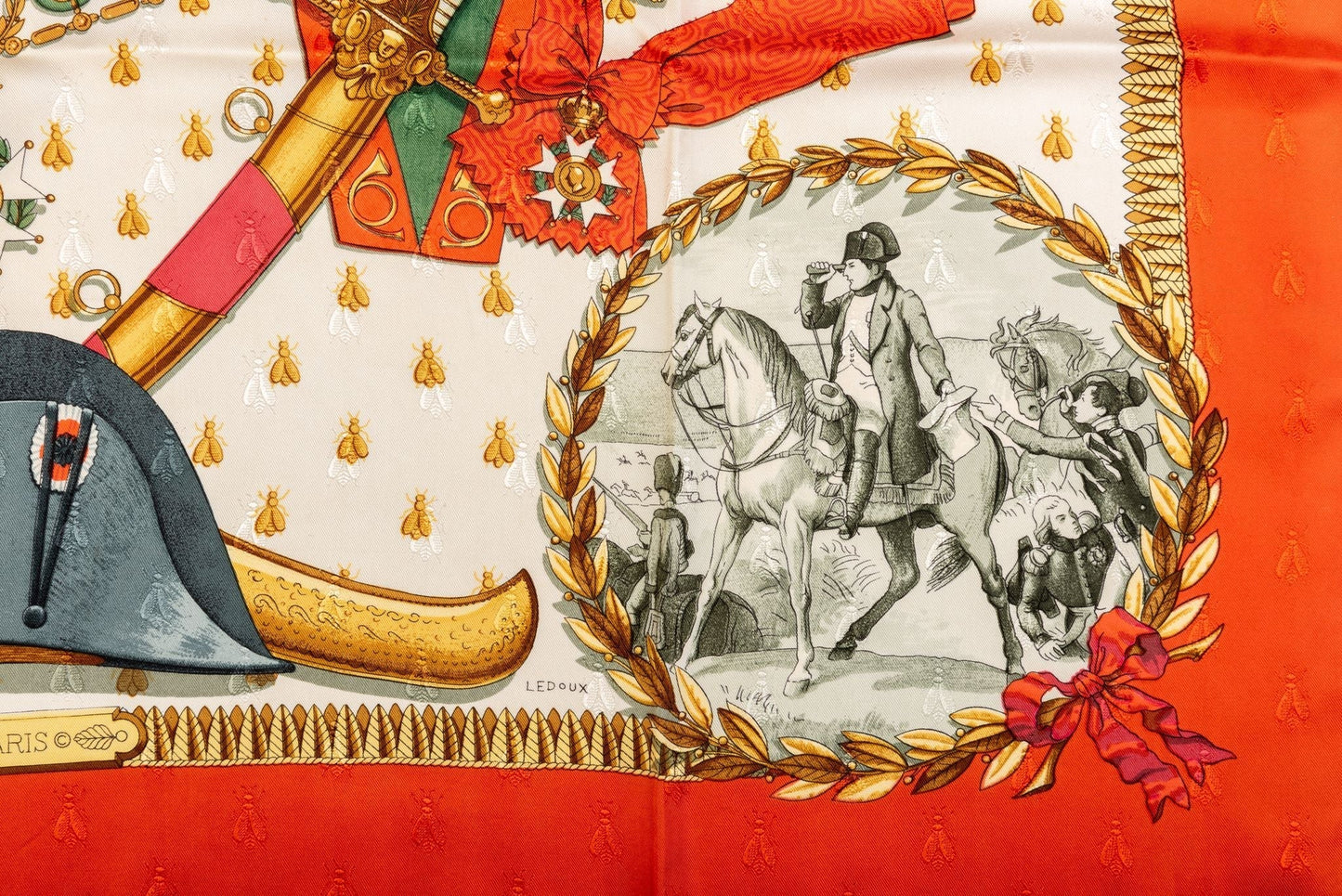 Hermes Napoleon Red Silk Scarf Ledoux