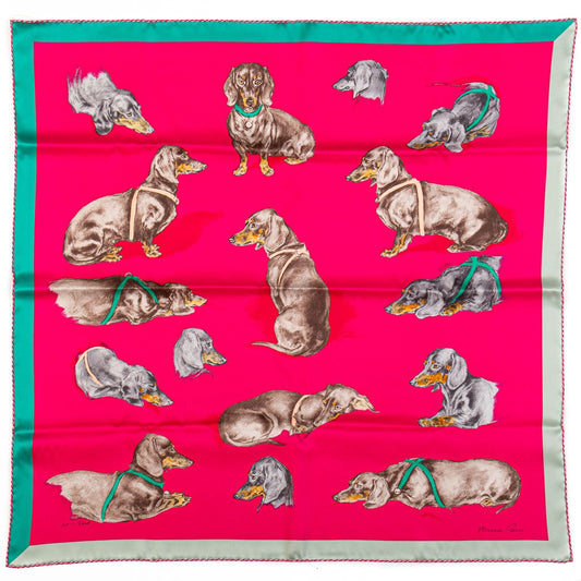 Hermes Les Bassets Alemands Red Scarf