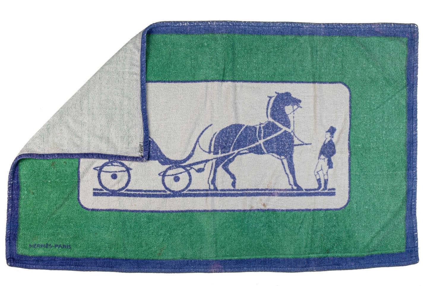 Hermes Vintage Carriage Blue Beach Towel
