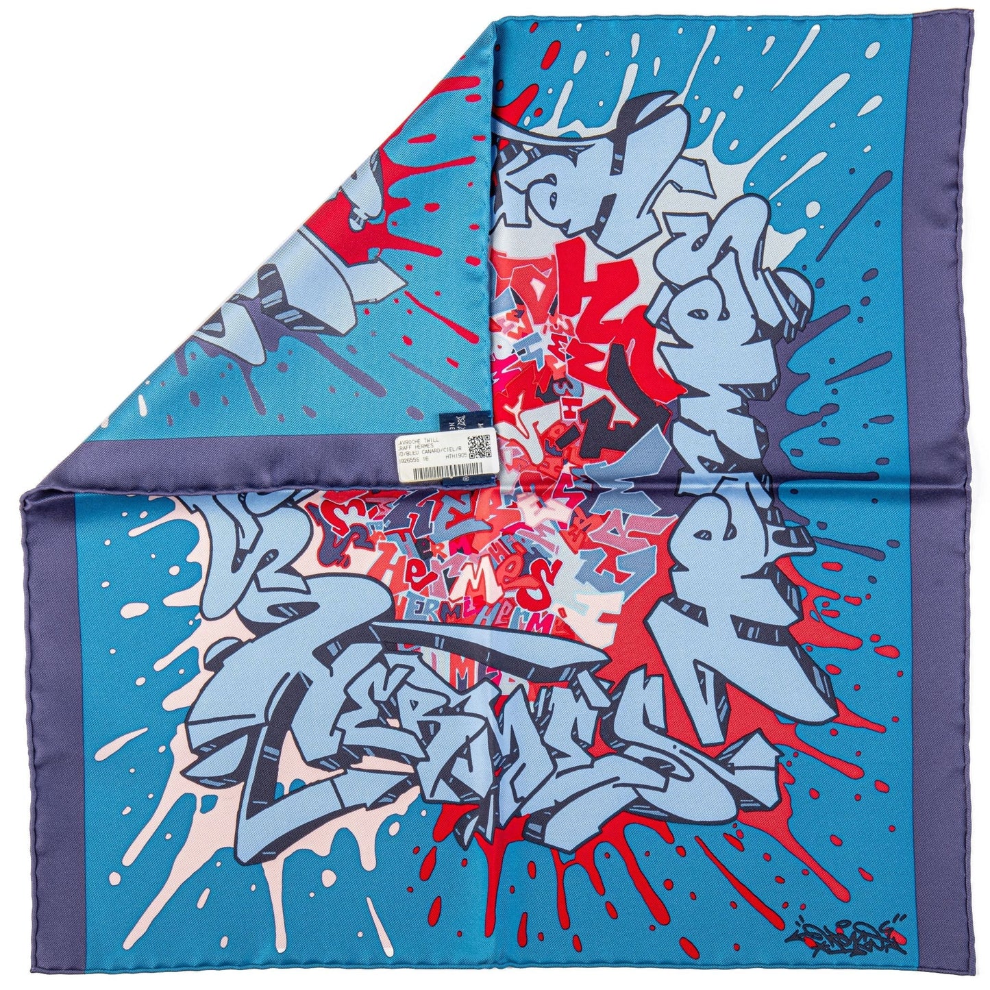 Hermes NIB Blue Graffiti Silk Gavroche