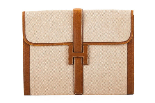 Hermes Vintage Large Jige Clutch Toile