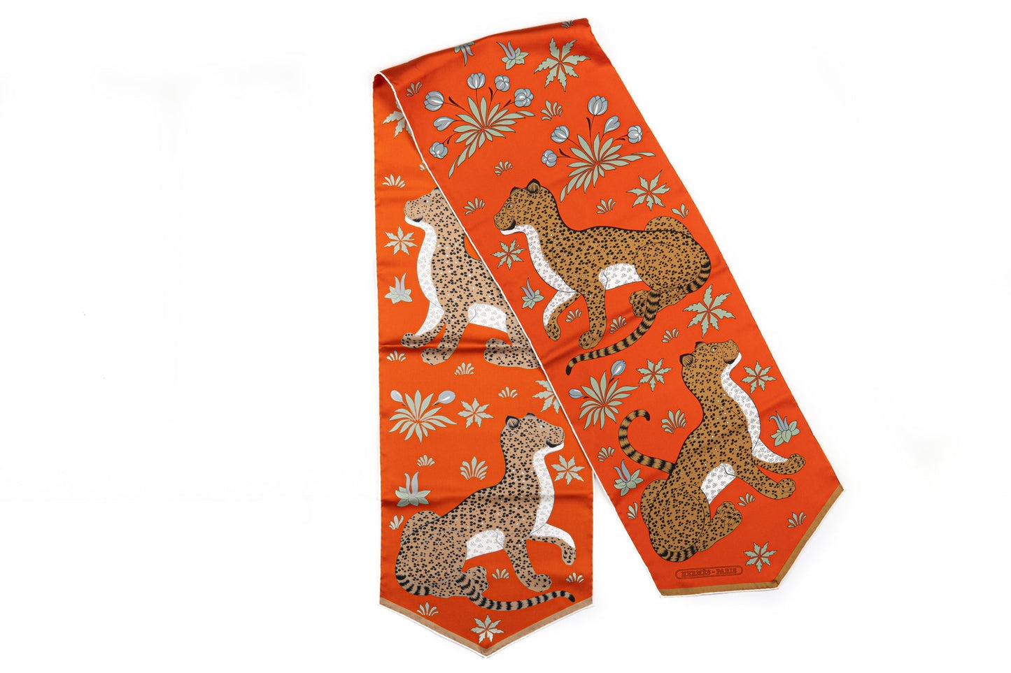Hermes NIB Orange Guepards Silk Stole