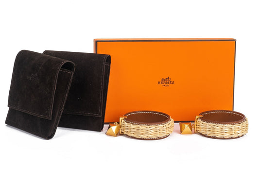 Hermes Natural Wicker Earrings