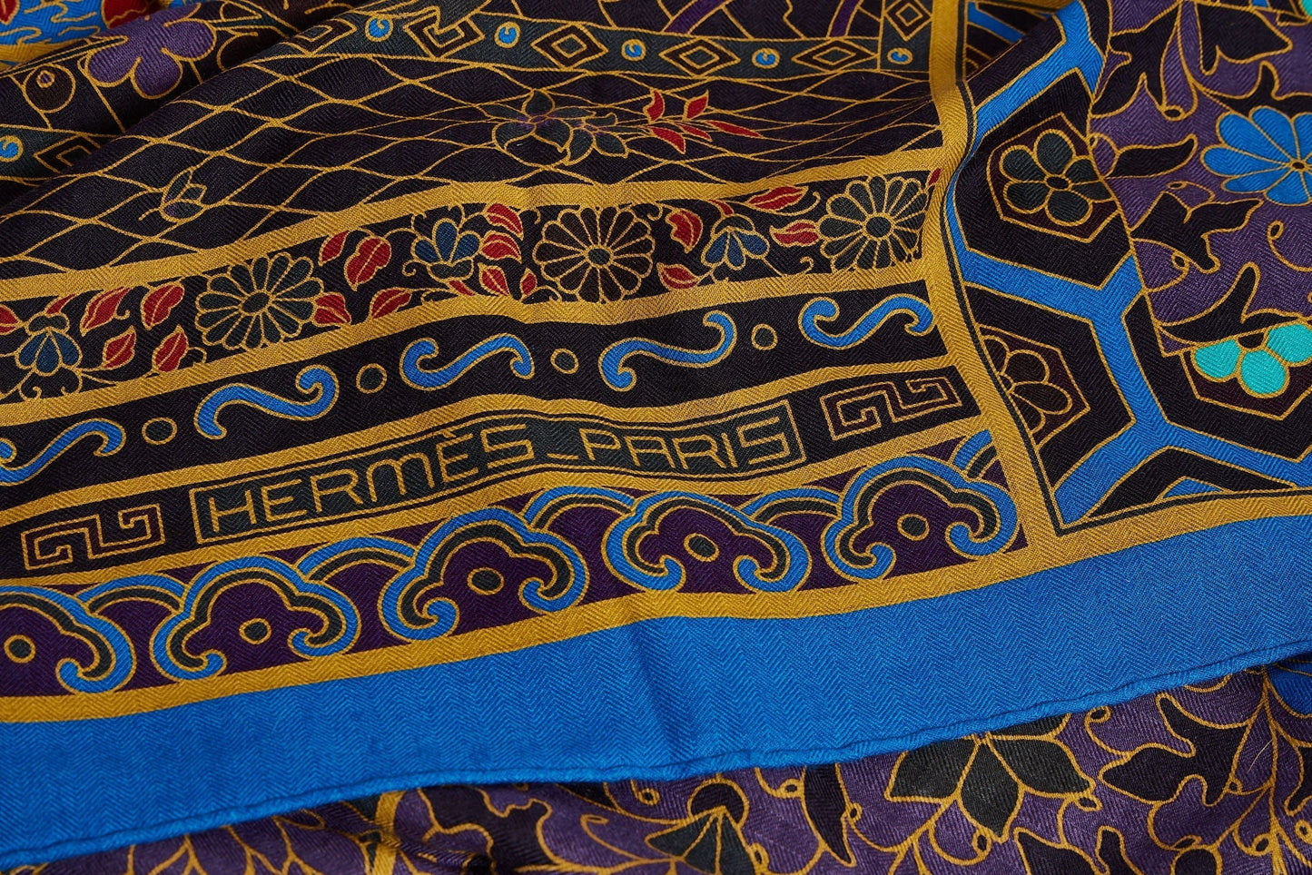 Hermes Electric Blue Multicolor Scarf