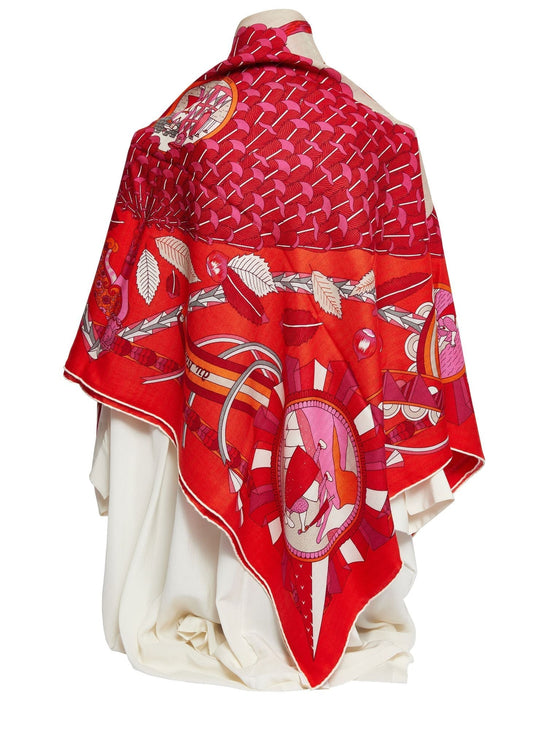 Hermes New Red Geometric Cashmere Shawl