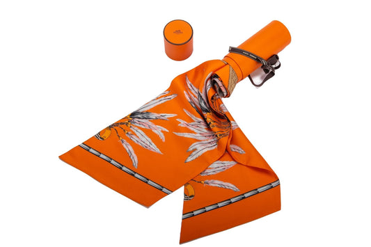 Hermes Coral Brazil Maxi Twilly Scarf BN