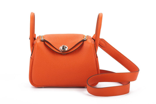 Hermes BNIB Mini Lindy Feu Palladium