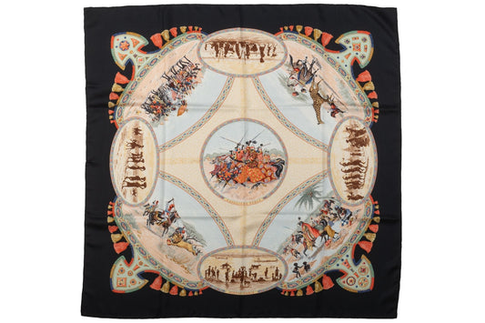 Hermes Green Cavaliers Peuls Silk Scarf