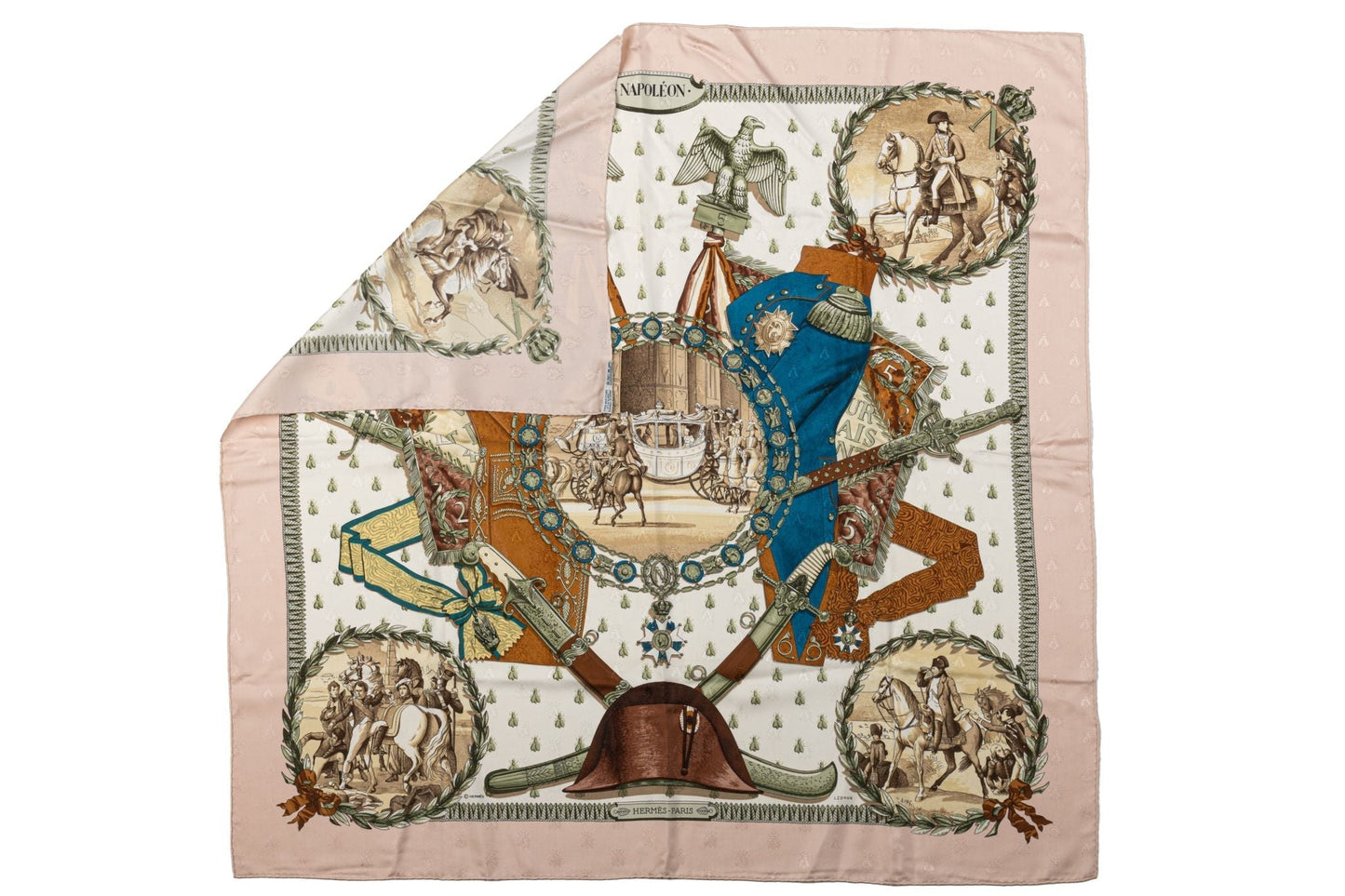 Hermes Napoleon Pink Silk Scarf Ledoux