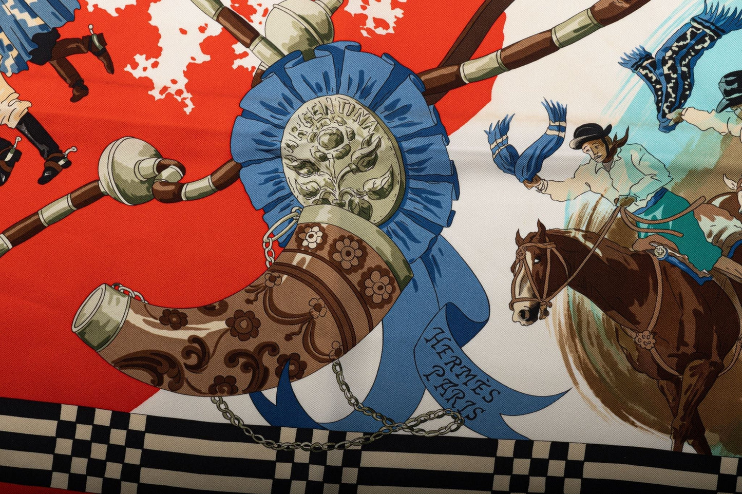 Hermes Red De Watrigant Silk Scarf