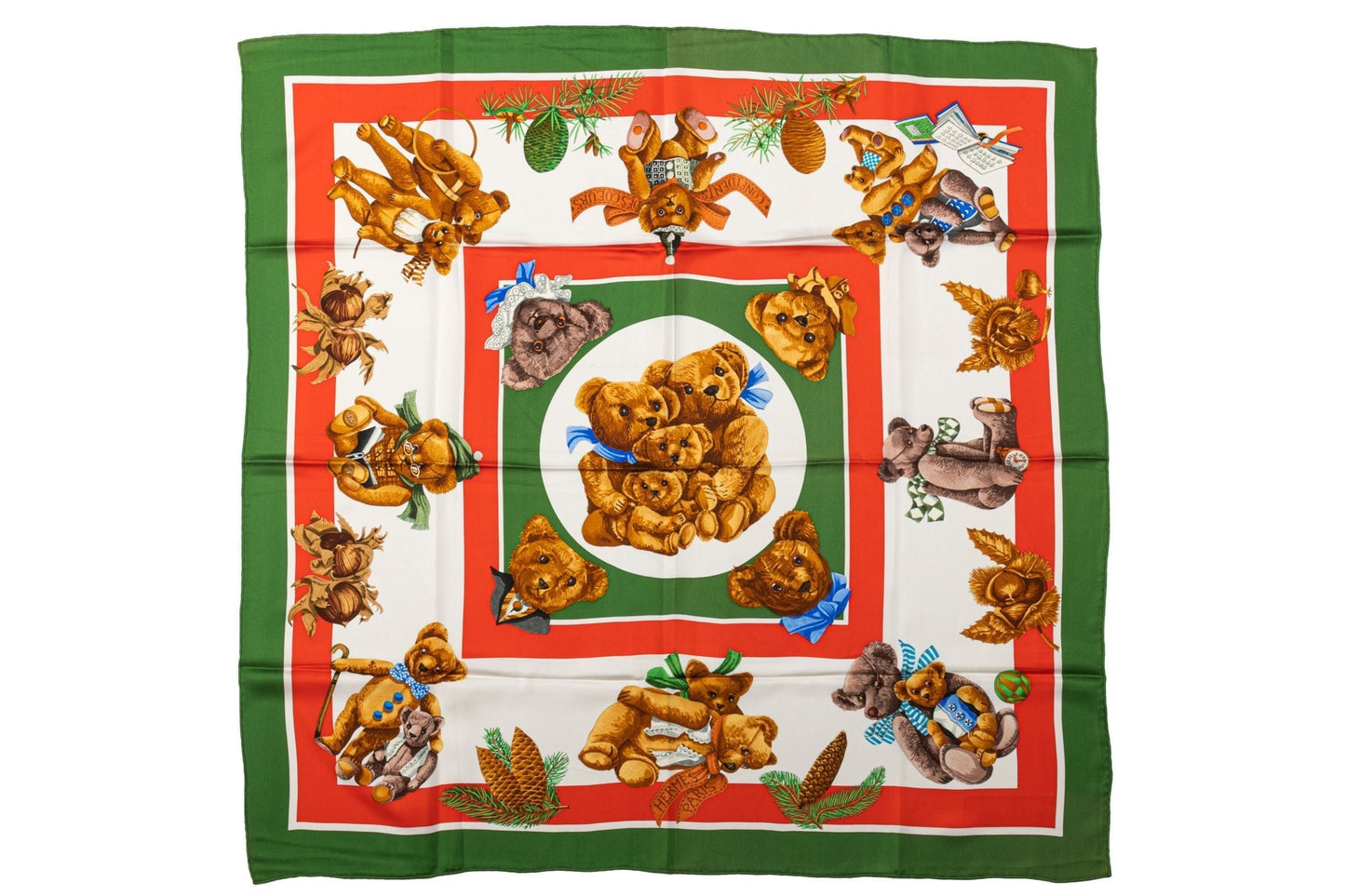 Hermes Collectible Teddy Bear Silk Scarf