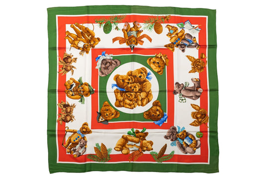 Hermes Collectible Teddy Bear Silk Scarf
