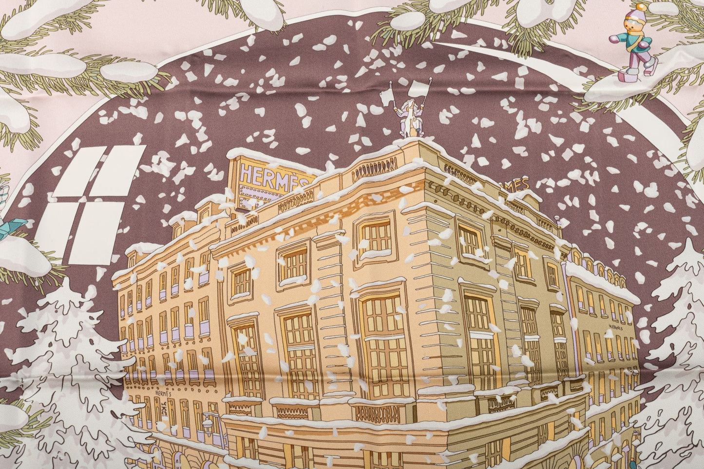 Hermes Rare Noel au Faubourg Pink Scarf