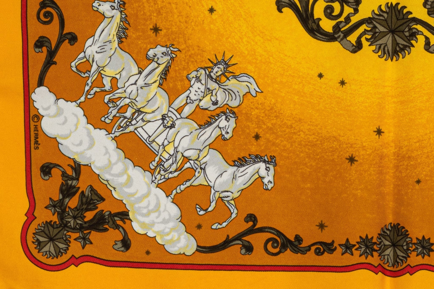 Hermes Yellow Silk Cosmos Scarf